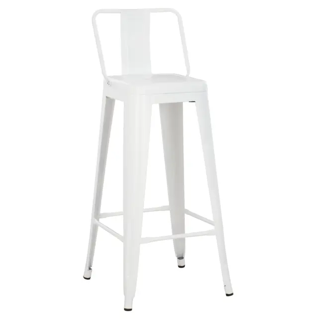 ΣΚΑΜΠΟ BAR ME ΠΛΑΤΗ ΜΕΤΑΛΛΙΚΟ FB98643.41 ΛΕΥΚΟ ΜΑΤ 42x42x100Υεκ.