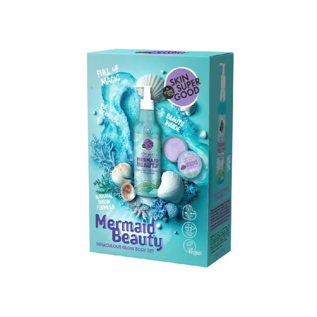 Organic Shop Skin Super Good Promo Mermaid Beauty, Σετ Περιποίησης Σώματος  με Hydrating Shower Gel, Ενυδατικό Αφρόλουτρο Σώματος 250ml & Moisturising Shimmering Body Mousse, Ενυδατική Κρέμα Σώματος με Λάμψη 100ml, 1σετ