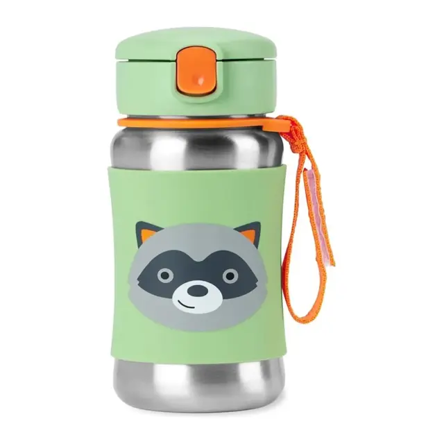 Skip Hop Zoo Ανοξείδωτο Παγούρι με Καλαμάκι 350ml Raccoon Green