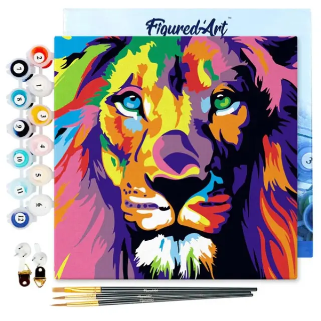 Figured' Art Σετ Ζωγραφικής με Αριθμούς (Paint by Numbers), Lion Pop Art - 20x20cm