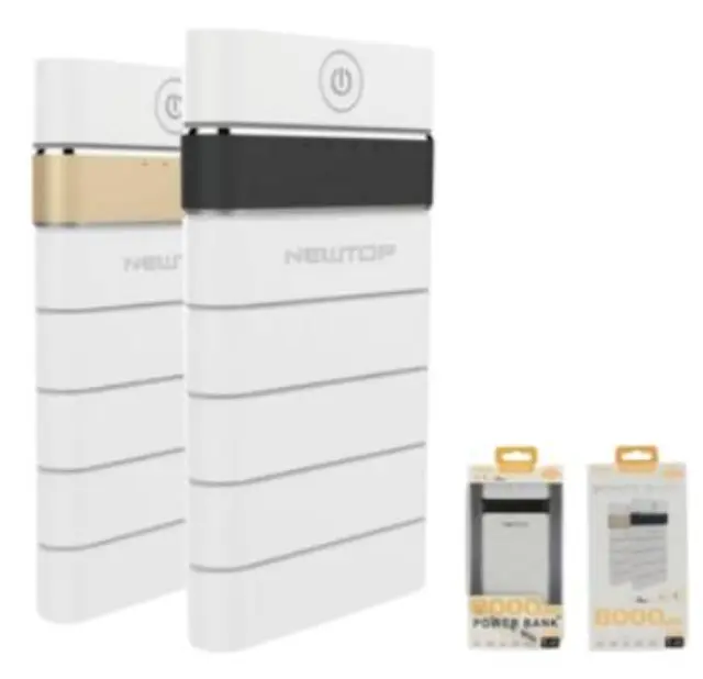 NEWTOP Powerbank PB13 8000mAh σε ΛΕΥΚΟ-ΧΡΥΣΟ Χρώμα