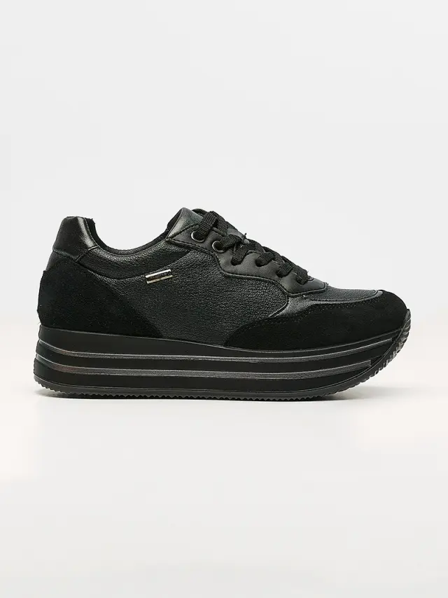 Imac Sneakers Γυναικείο δέρμα/δέρμα Nubuck Μαύρο IMA/657808 NERO 3