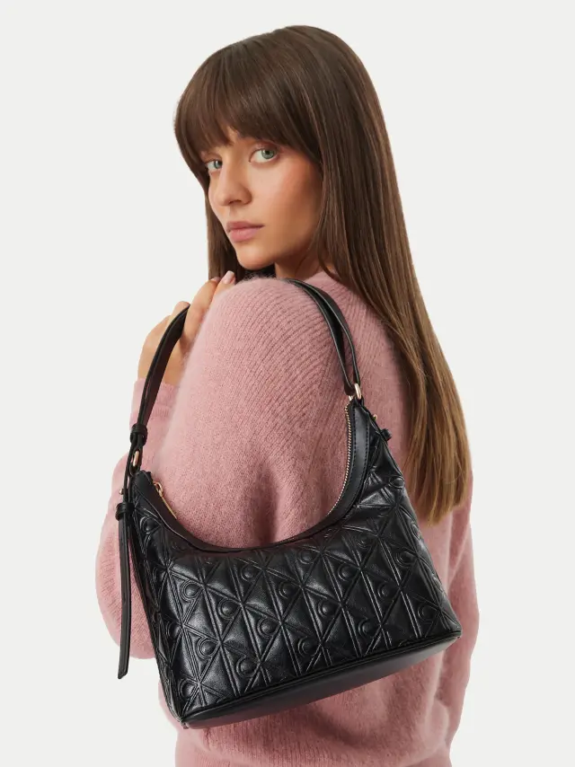 Calvin Klein Emblem Aop Debossed Shoulder Bag Μαύρο 2