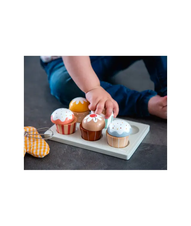 Παιχνίδι Tryco ξύλινο σετ με 6 cupcakes 3