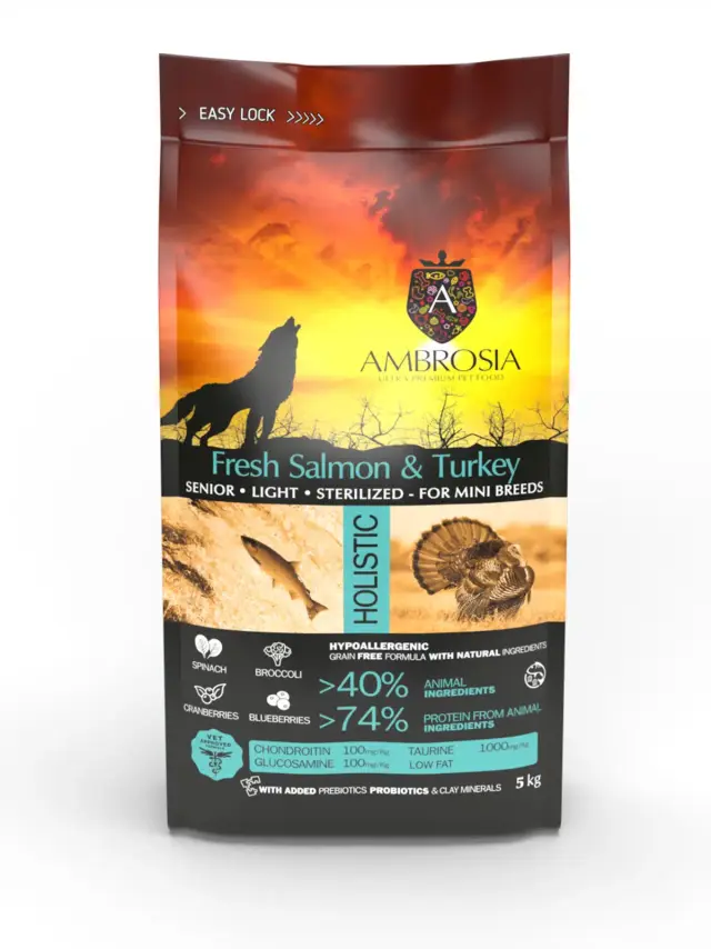 Ambrosia Grain Free Adult Mini Senior Light Sterilized Fresh Salmon & Turkey 1.5Kg Μονόχρωμο 3