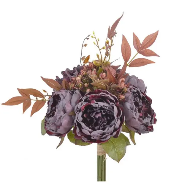 Μπουκέτο λουλουδιών με παιώνιες, 40cm, dark purple