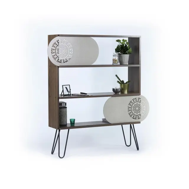 Βιβλιοθήκη ILLIA No 2 Καρυδί/Μαύρο 94x25x117cm 2