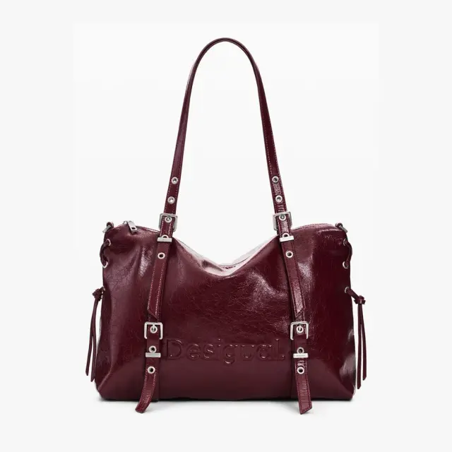 Desigual - Γυναικεία Τσάντα Ώμου / Χιαστί Lanuza Half Logo 26WAXP55-3032 Δαμασκηνί 2