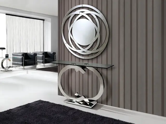 Casandra 739139 κονσόλα τραπέζι steel 120x38x79cm Ασημί Χρώμιο
