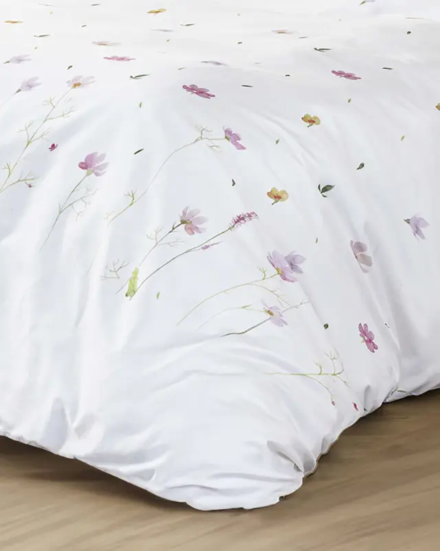 Σετ Σεντόνια 180x200+32 King Size Nima Everbloom White-Pink Με Λάστιχο100% Βαμβακοσατέν 3