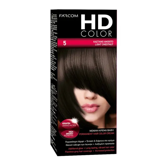 Farcom Βαφή Μαλλιών HD Color No 5 Καστανό Ανοιχτό ,60ml