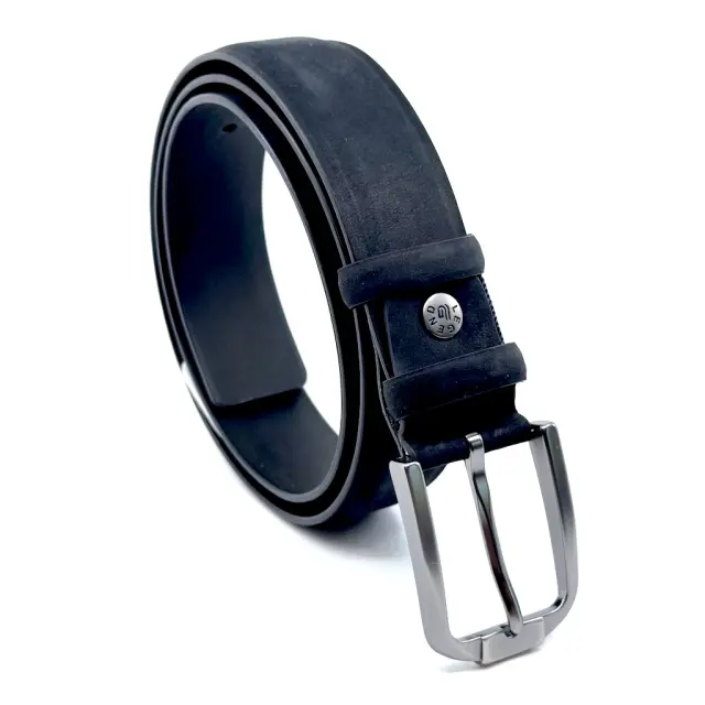 Μαύρη Δερμάτινη Ζώνη Nubuck 3,5 cm 3