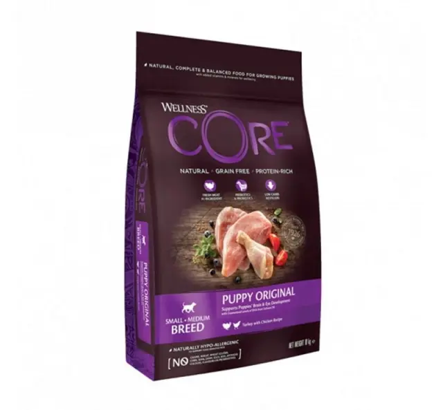 Wellness Core Τροφή Για Σκύλους Puppy Small Medium Breed Original Turkey & Chicken 10Kg+2Kg Δώρο Μονόχρωμο