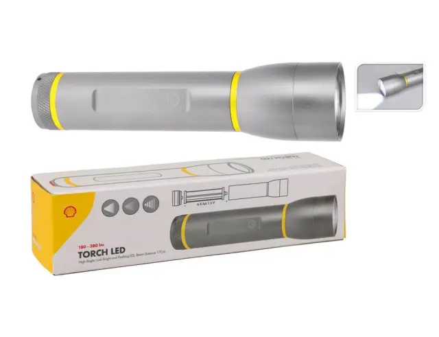 Φακός LED Shell C22300330 380 lumen, aluminium alloy, σε ψυχρό γκρι χρώμα pantone 10c με κόκκινο κουμπί pantone 485c και κίτρινα δαχτυλίδια pantone 116cC22300330 2