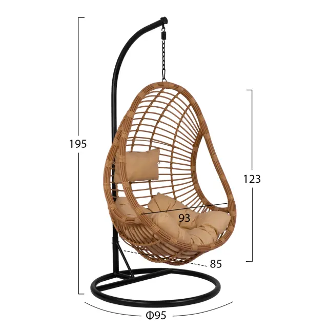 ΚΡΕΜΑΣΤΗ ΠΟΛΥΘΡΟΝΑ ΦΩΛΙΑ FB95541.01 ΜΕ WICKER & ΜΑΞΙΛΑΡΙΑ ΜΠΕΖ Φ95Χ195Υ εκ. 2