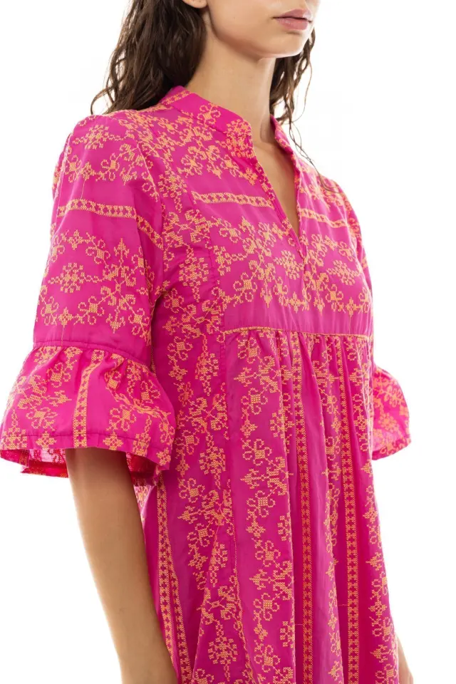 B320 - Hot Pink - BEACHWEAR EMBROIDERY ORANGE 3