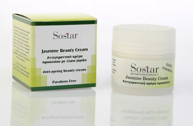 Sostar | Jasmine Beauty Cream | Αντιγηραντική Κρέμα Προσώπου και Λαιμού με Αloe Vera, Έλαια Jojoba και Έλαιο Σιταριού | 50 ml