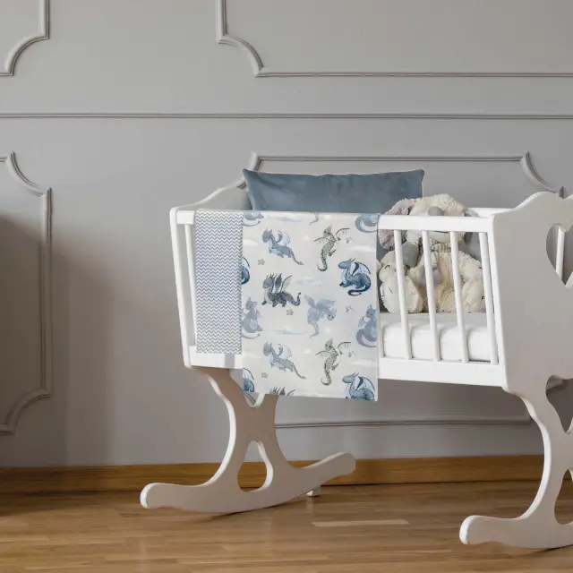 Σετ 2Τεμ Σεντόνια 70x120 Λίκνου Baby Greenwich Polo Club Essential 8863 Beige-Blue 100% βαμβακερό 3