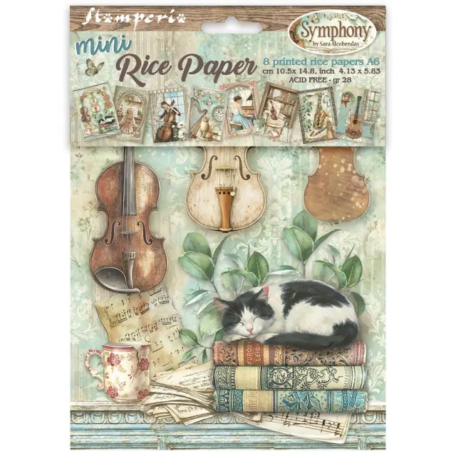 Σετ 8 ριζόχαρτα ντεκουπάζ Stamperia 10.5×14.8cm, Symphony