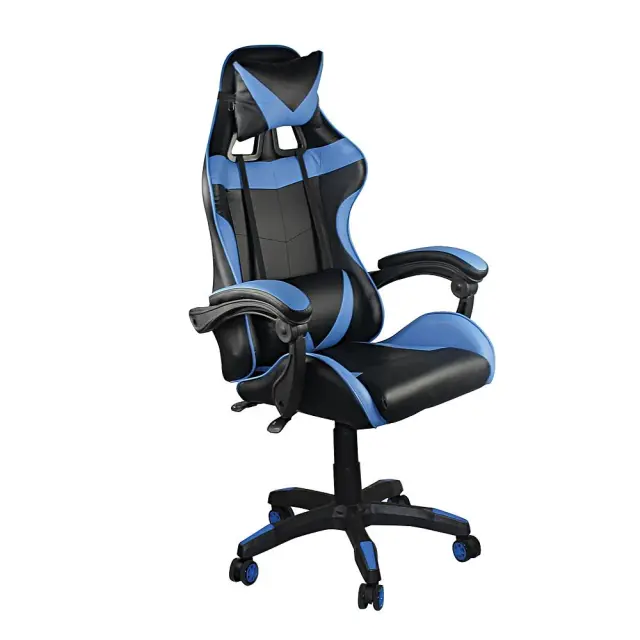 Πολυθρόνα Γραφείου BF7850 Μαύρο/Μπλε PU/PVC/Δέρμα 63x70x117/127cm