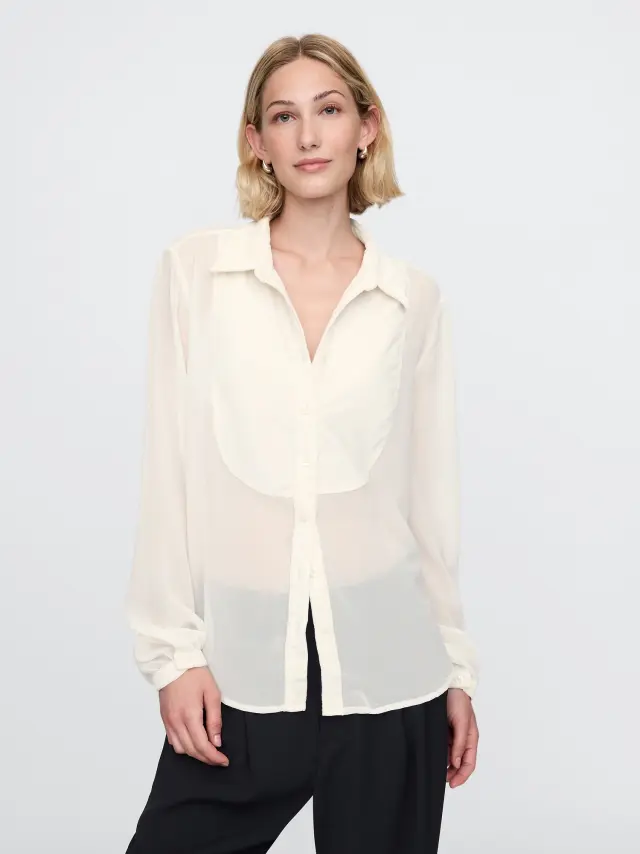Εκρού Classic Bib Πουκάμισο Cream beige - XS