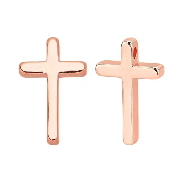 Μεταλλικό Κρεμαστό Rose Gold, Σταυρός 13x8.5x2.5mm - 5τεμ