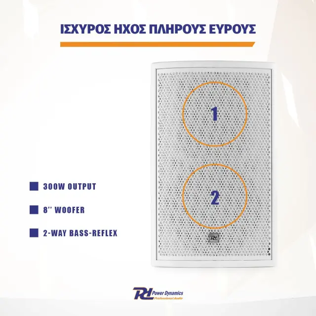 POWER DYNAMICS PDW8W ΠΑΘΗΤΙΚΟ ΗΧΕΙΟ ΛΕΥΚΟ 2