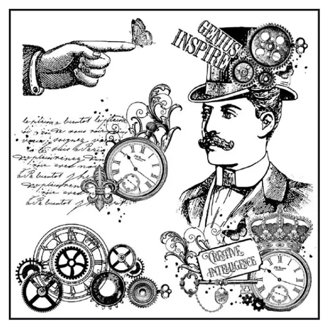 Σφραγίδα Stamperia Εύκαμπτη HD - 10x10cm - Steampunk Man