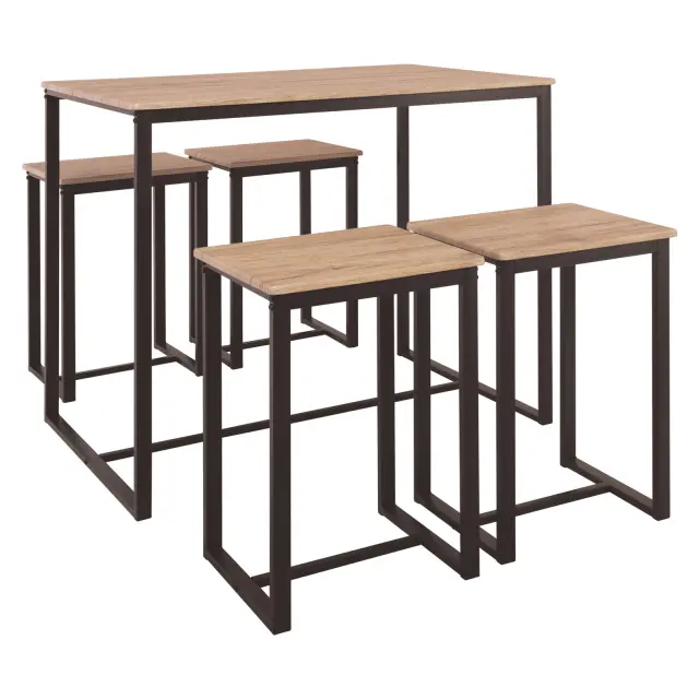 Τραπέζι HENRY Σετ Bar Καφέ/Sonoma 100x60cm+4
