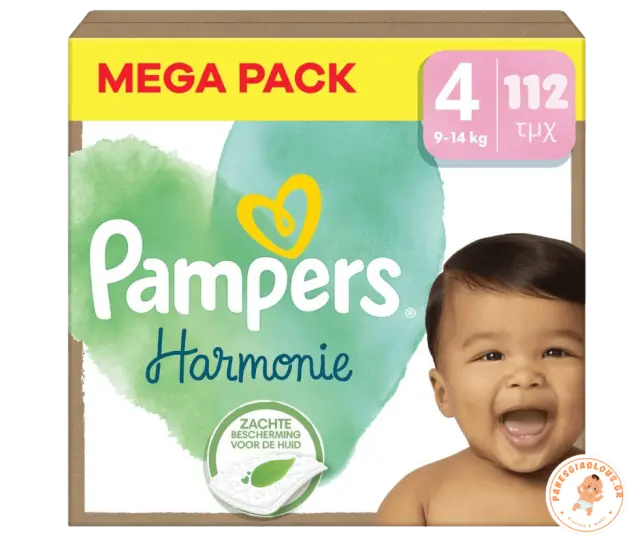 Πάνες Pampers Harmonie Megapack Νο4 (9-14kg) 112τμχ
