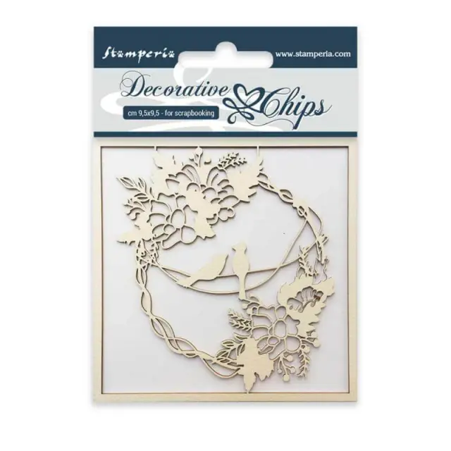 Διακοσμητικά Chipboard Stamperia - Garland with Birds 9.5x9.5cm - 1τεμ