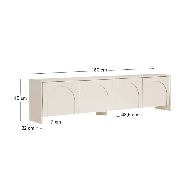 Έπιπλο τηλεόρασης Aurelia Megapap χρώμα κρεμ 180x32x45εκ. 2