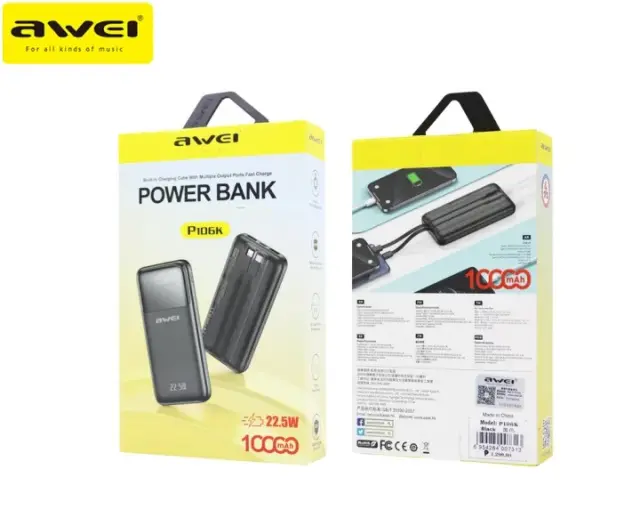 Powerbank - P106K - 10.000mah - 22.5W - AWEI - 005562 - White 2