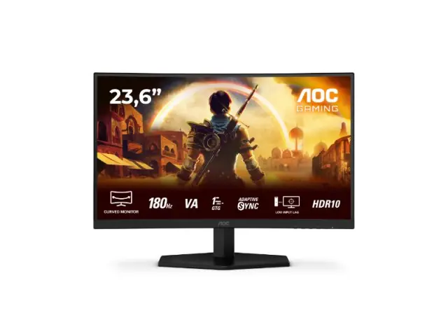 AOC Monitor 23.6''-1920x1080-VA-165Hz-1ms Curved - PN (C24G42E)