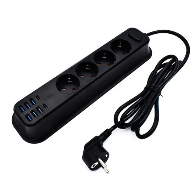 Moxom MX-ST05 Πολύπριζο 4 Θέσεων με 6 USB και Καλώδιο 2m Μαύρο