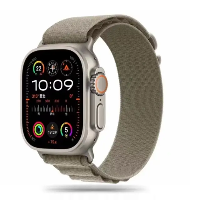 Tech-Protect Nylon Pro Apple Watch 6 / 7 / 8 / 9 / 10 / 11 / 12 / Se / Ultra 1 / 2 / 3 (44 / 45 / 46 / 49 MM) titanium/olive 2