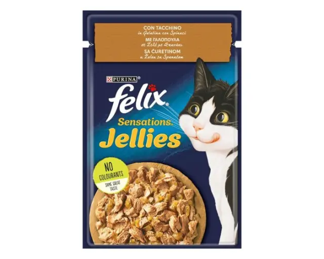 Felix Sensation Jellies Γαλοπούλα-Σπανάκι 85gr