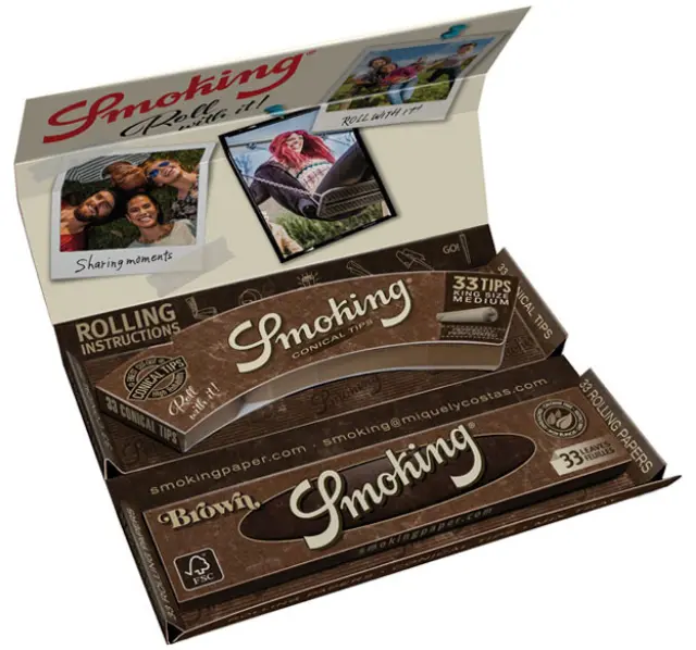 Smoking Χαρτάκια Brown Luxury Rolling Kit - Ακατέργαστο King Size 33φ & Κωνικές Τζιβάνες