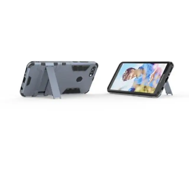 Hybrid Plastic + TPU Θήκη με Kickstand για Huawei Y9 2018- Μπλε 2