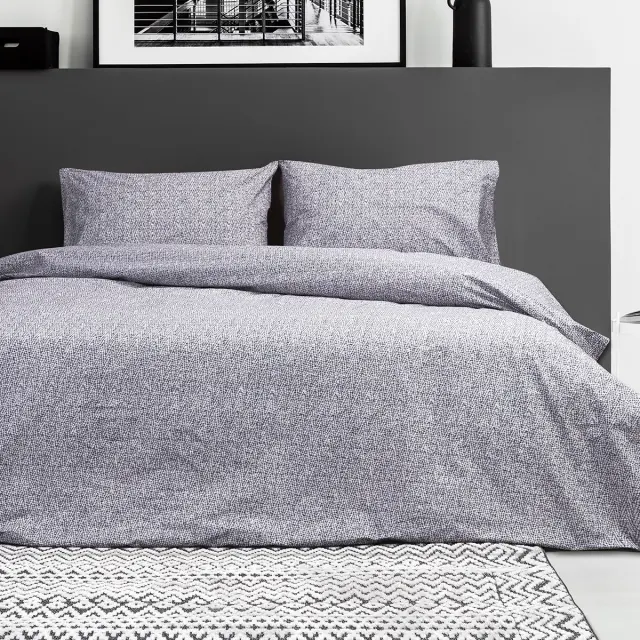 Σετ Παπλωματοθήκη 230x250 Υπέρδιπλη Beauty Home Tonique Art 12073 Σιέλ-Εκρού 100% βαμβακερό