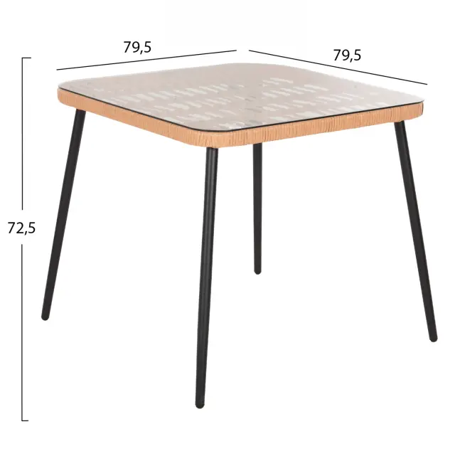 ΤΡΑΠΕΖΙ ΤΕΤΡΑΓΩΝΟ FB95536.11 ΜΕΤΑΛ.ΜΑΥΡΟ-P.E. RATTAN ΦΥΣΙΚΟ 79,5x79,5x72,5Υεκ 2