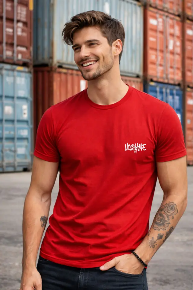 T-shirt Noshame® Κόκκινο με τύπωμα - 142635 - XXL
