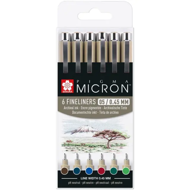 Σετ 6 Μαρκαδόροι Sakura Pigma Micron Earth Colours