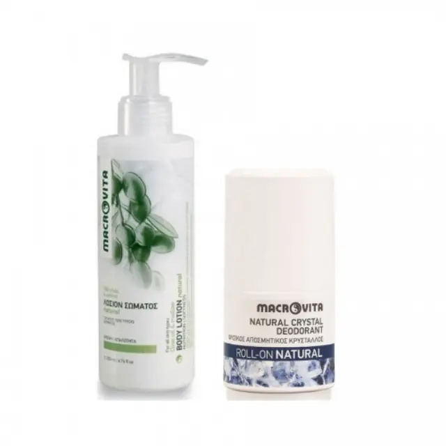 Macrovita Πακέτο Προσφοράς Body Lotion Natural 200ml + Δώρο Natural Crystal Deodorant Roll-On 50ml