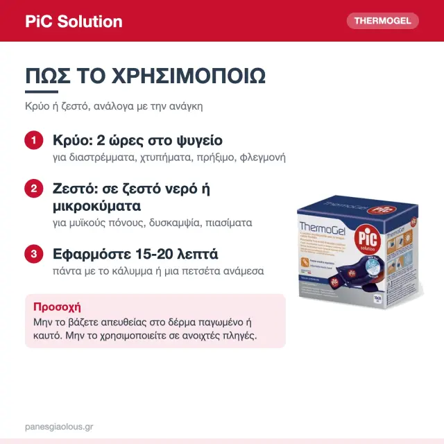 PiC Solution Thermogel Επίθεμα Κρυοθεραπείας/Θερμοθεραπείας Γενικής Χρήσης 10x26cm 3
