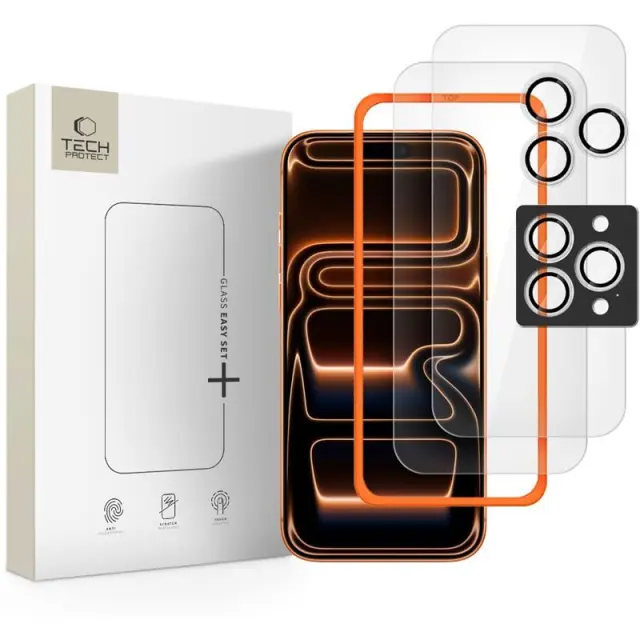 SZKŁO HARTOWANE TECH-PROTECT EASY SET+ 3-PACK IPHONE 16 PRO MAX / 17 PRO MAX CLEAR