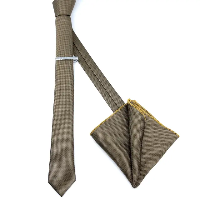 Πούρο Oxford Γραβάτα Slim 4,5 cm Σετ με Μαντηλάκι 2