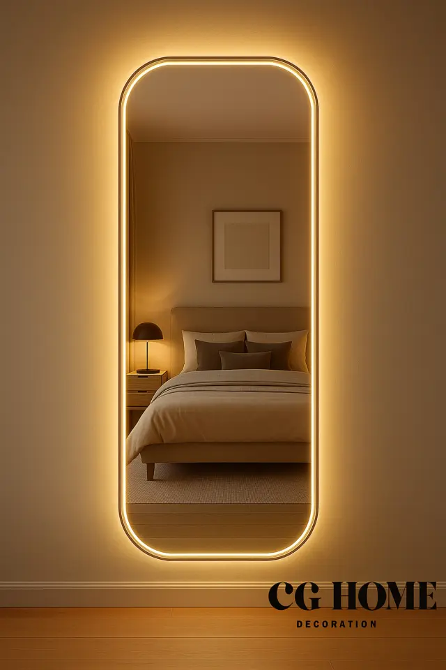 Stewehome Οβάλ καθρέφτης τοίχου με LED φωτισμό για είσοδο ή υπνοδωμάτιο 180x80 cm
