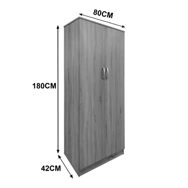 Ντουλάπα εξάφυλλη με πατάρι Athos pakoworld sonoma-ανθρακί 240x42x240εκ 2
