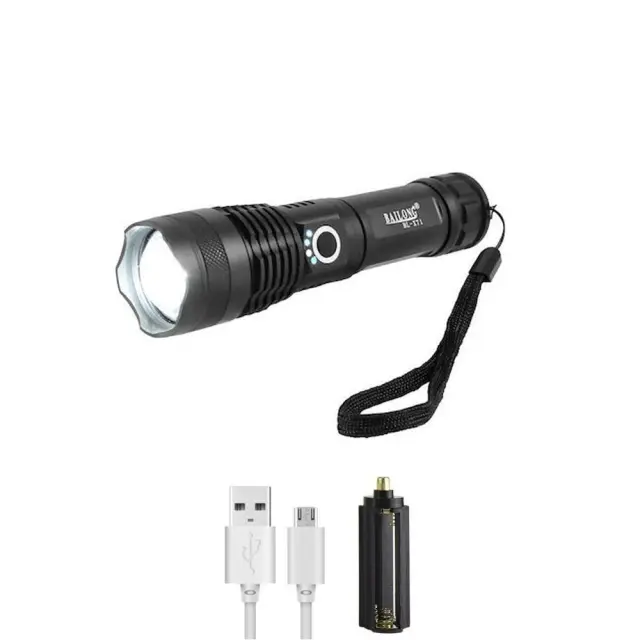 LED Επαναφορτιζόμενος Φακός USB 5V Ψυχρό Λευκό 6000K με 5 Λειτουργίες Φωτισμού P50 BL-X71-P50
